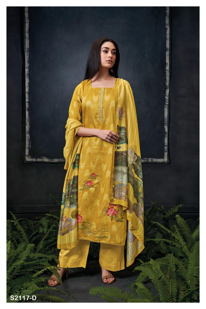 Goldie 2117 Ganga Cotton Silk Plazzo Style Suits