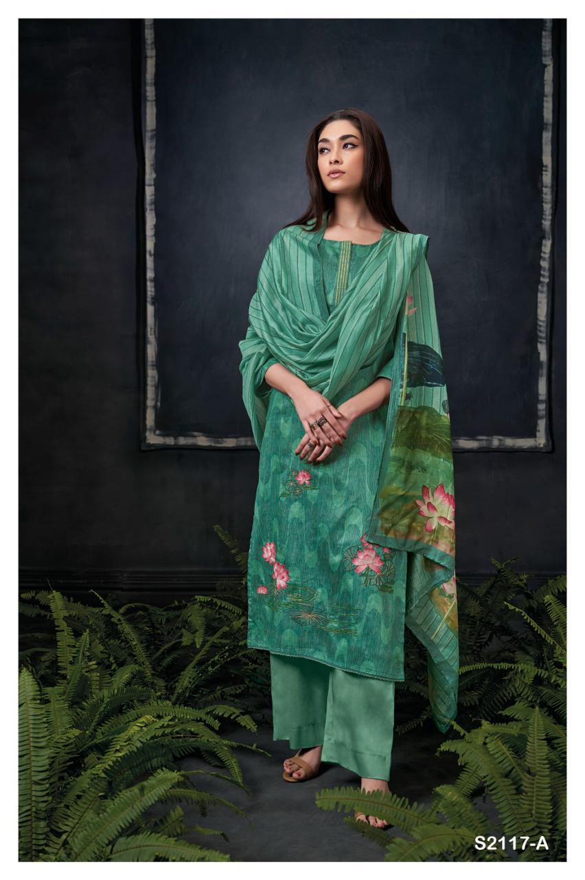 Goldie 2117 Ganga Cotton Silk Plazzo Style Suits