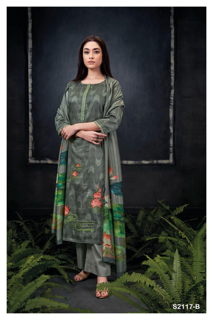 Goldie 2117 Ganga Cotton Silk Plazzo Style Suits