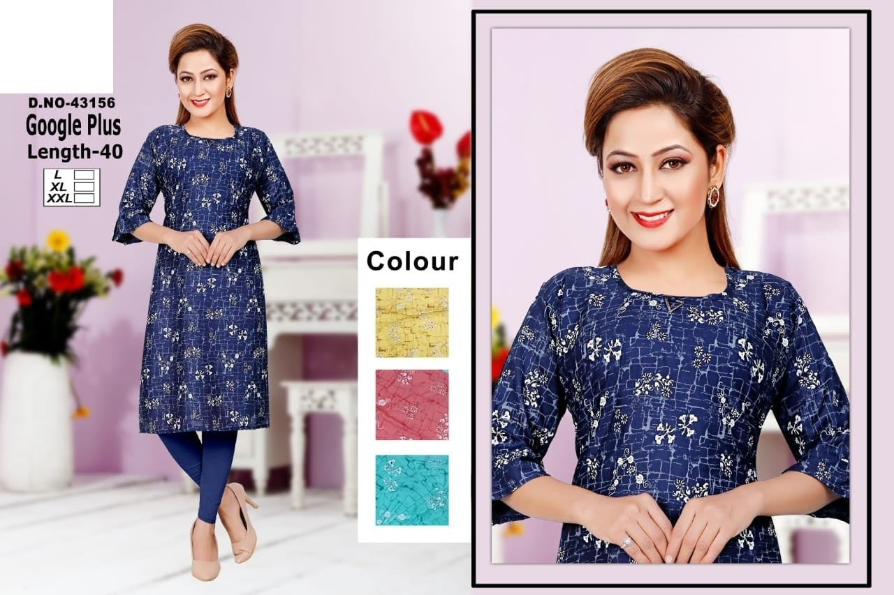 Google Plus-B Zoya Rayon Knee Length Kurtis