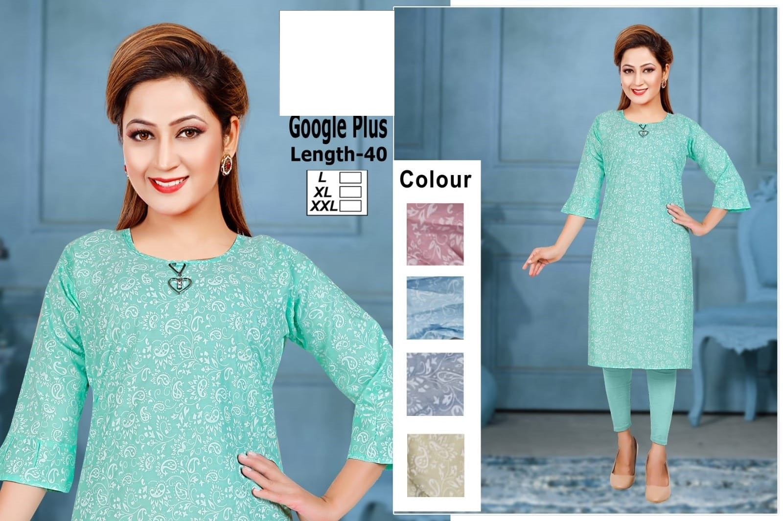 Google Plus-B Zoya Rayon Knee Length Kurtis