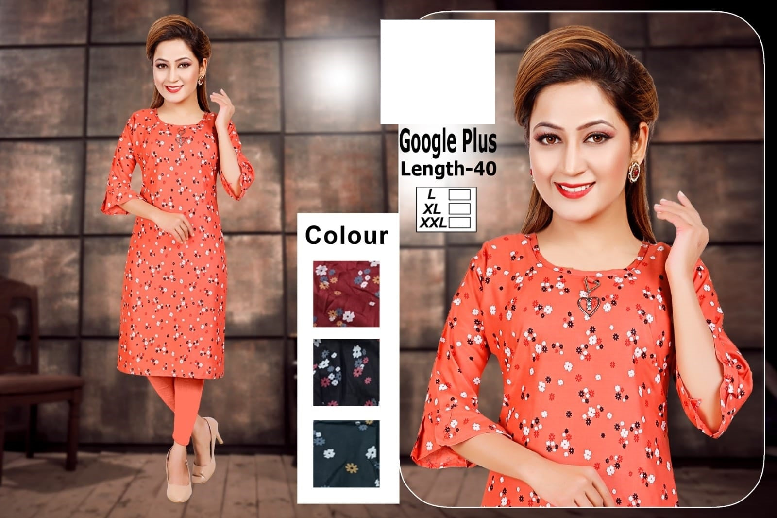 Google Plus-B Zoya Rayon Knee Length Kurtis