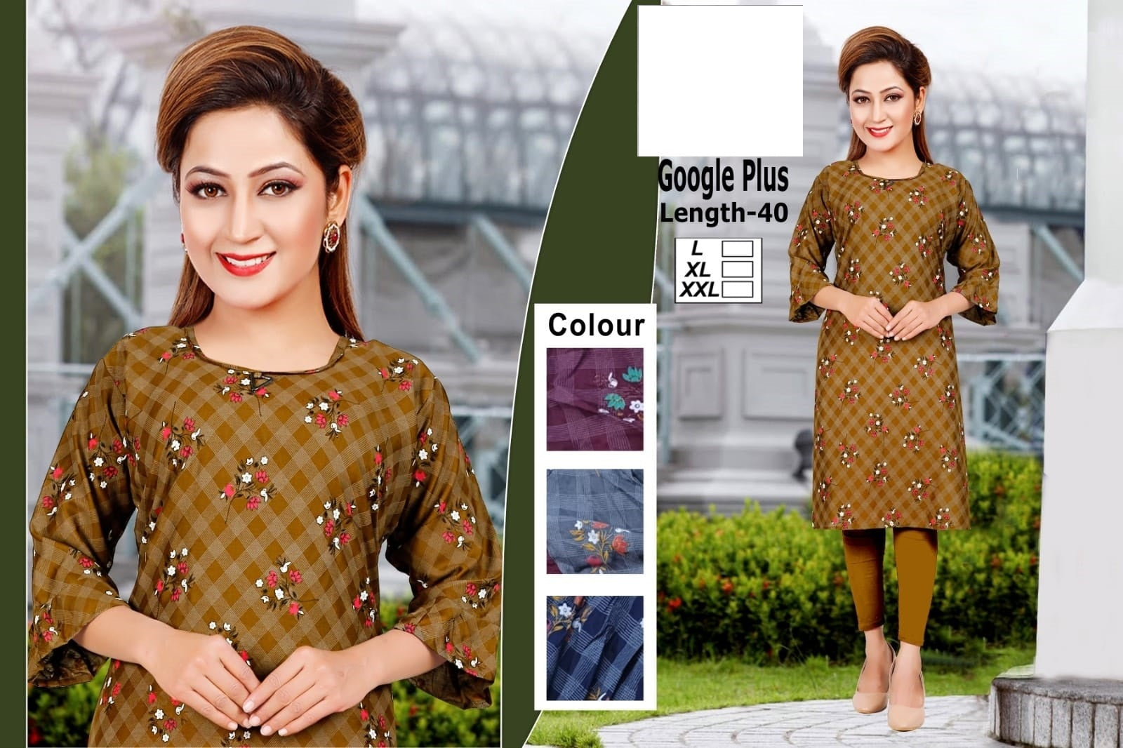 Google Plus-B Zoya Rayon Knee Length Kurtis