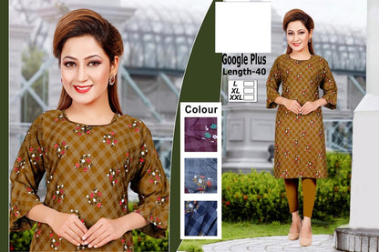 Google Plus-B Zoya Rayon Knee Length Kurtis