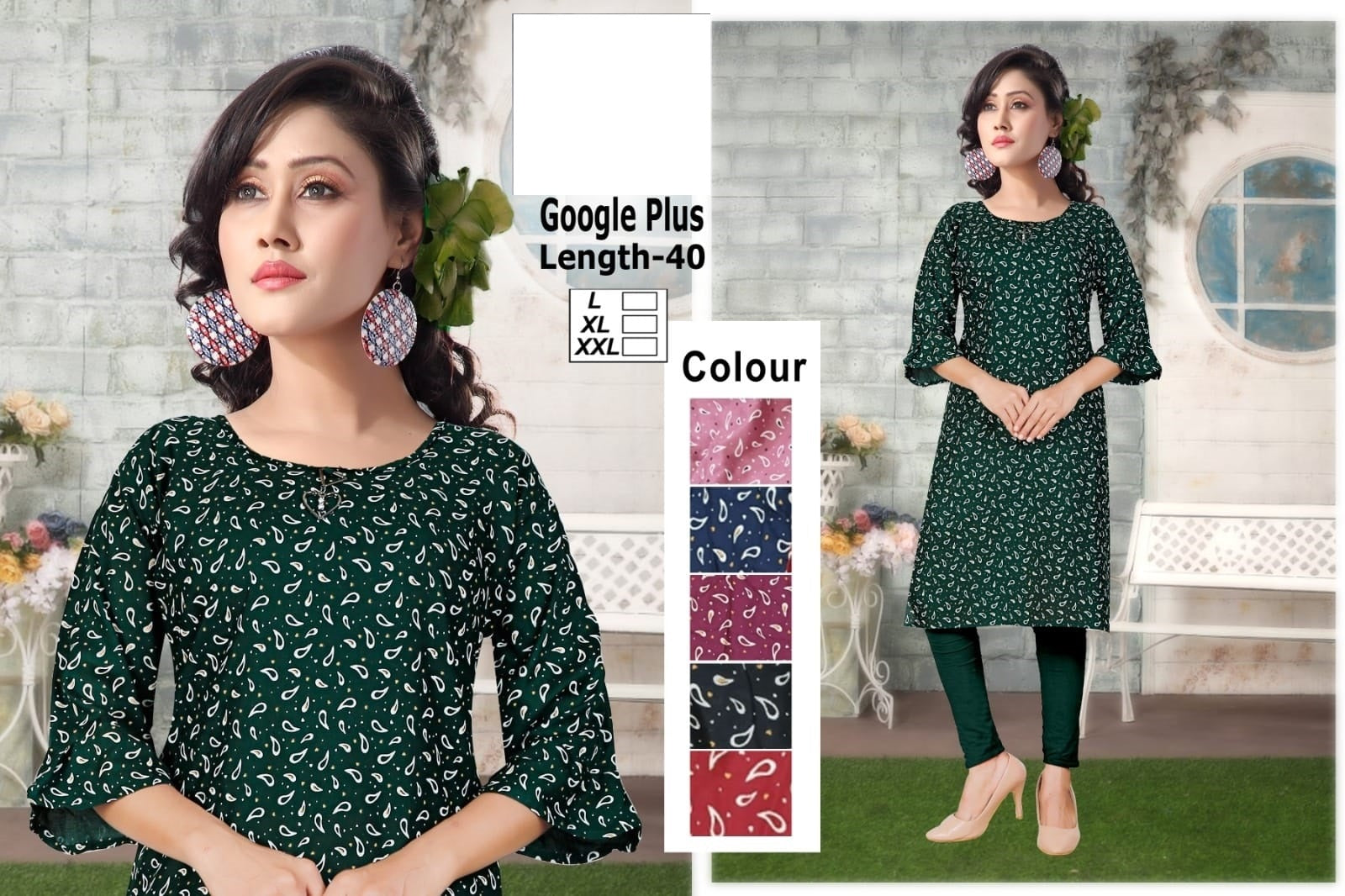 Google Plus-B Zoya Rayon Knee Length Kurtis