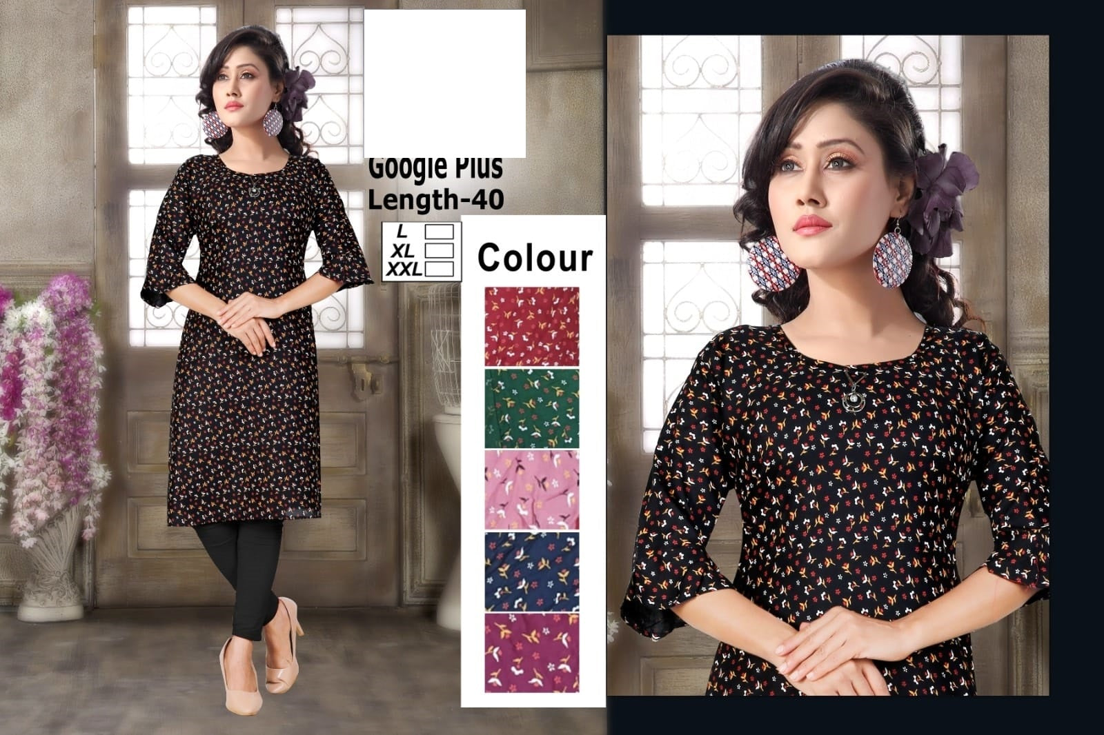 Google Plus-B Zoya Rayon Knee Length Kurtis