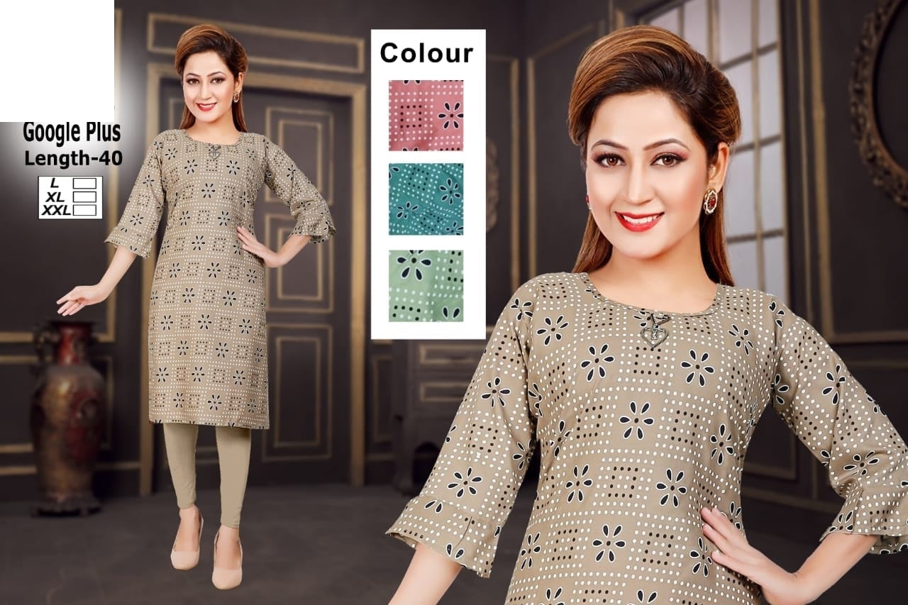 Google Plus-B Zoya Rayon Knee Length Kurtis