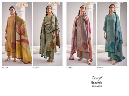 Gracilea-2146 Ganga Bemberg Silk Plazzo Style Suits