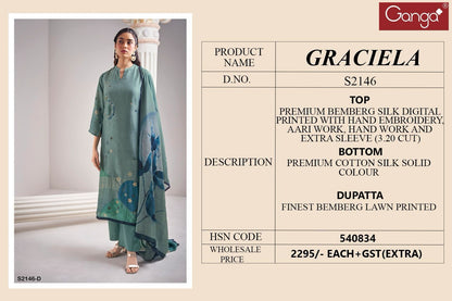 Gracilea-2146 Ganga Bemberg Silk Plazzo Style Suits