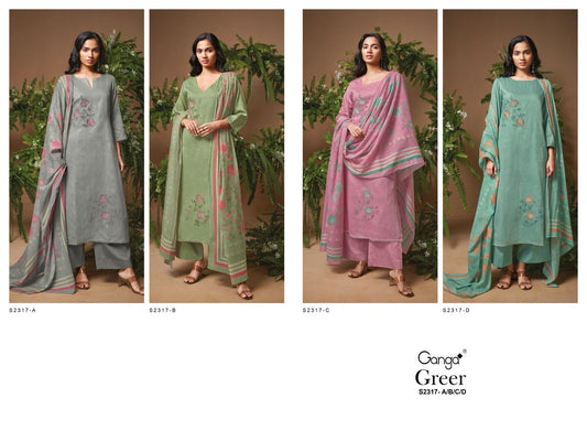 Greer-2317 Ganga Cotton Silk Plazzo Style Suits