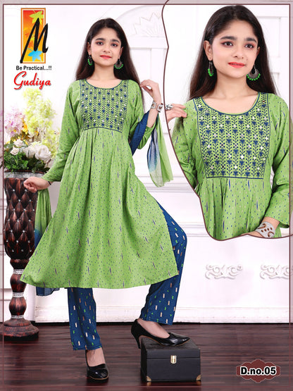 Gudiya Master Rayon Girls Readymade Pant Suits