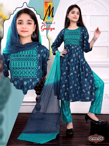 Gudiya Master Rayon Girls Readymade Pant Suits