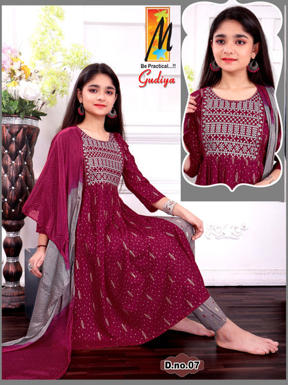 Gudiya Master Rayon Girls Readymade Pant Suits