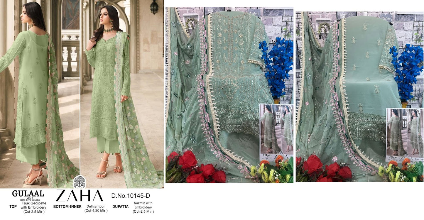 Gulaal Vol 2-10145-Abcd Zaha Georgette Pakistani Patch Work Suits