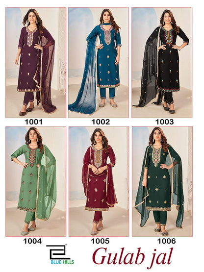 Gulab Jal Blue Hills Rayon Readymade Pant Style Suits