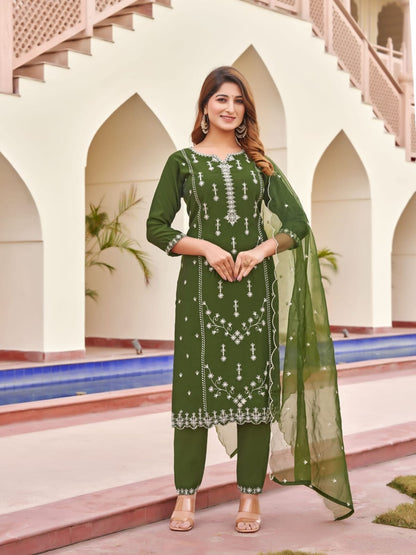 Gulabi Ossm Roman Silk Readymade Pant Style Suits