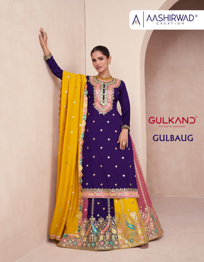 Gulbaug Aashirwad Creation Silk Readymade Skirt Style Suits