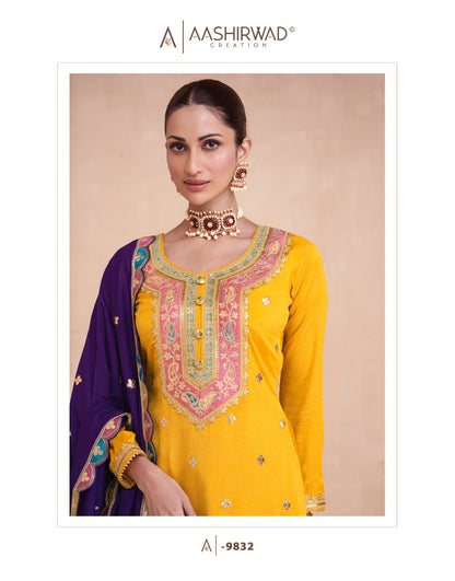 Gulbaug Aashirwad Creation Silk Readymade Skirt Style Suits