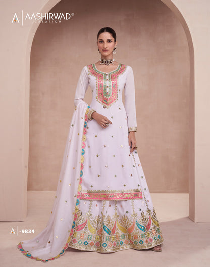 Gulbaug Aashirwad Creation Silk Readymade Skirt Style Suits