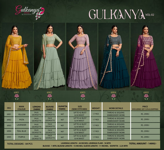 Gulkanya Vol 2 Aahvan Designs Faux Georgette Lehenga Choli
