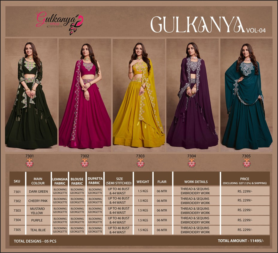 Gulkanya Vol 4 Aahvan Designs Georgette Lehenga Choli