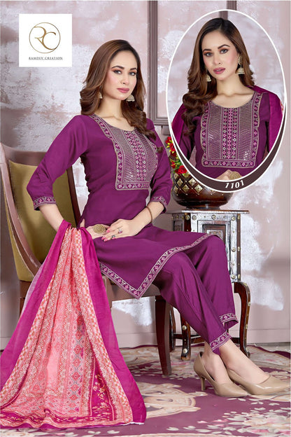 Gulmohar Vol 1 Ramdev Creation Silk Readymade Pant Style Suits
