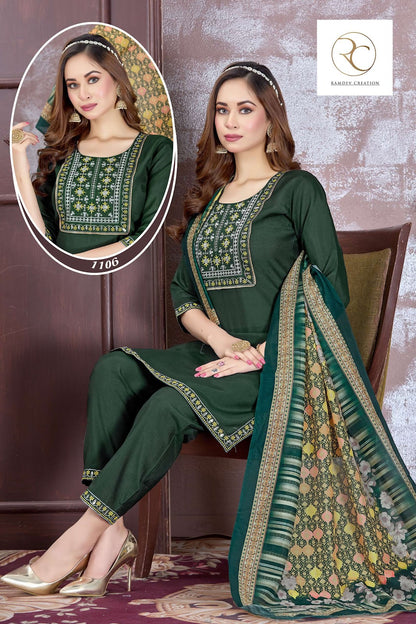 Gulmohar Vol 1 Ramdev Creation Silk Readymade Pant Style Suits