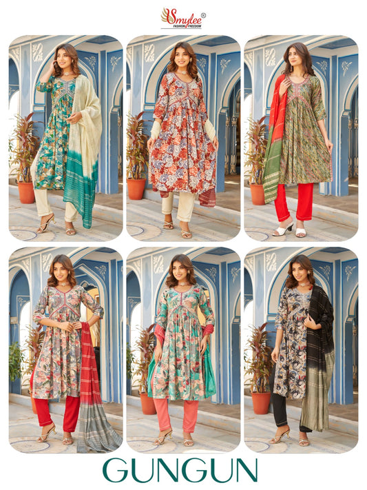 Gungun Smylee Rayon Readymade Pant Style Suits