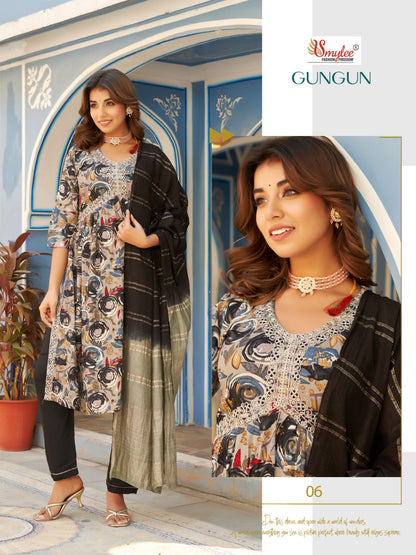Gungun Smylee Rayon Readymade Pant Style Suits
