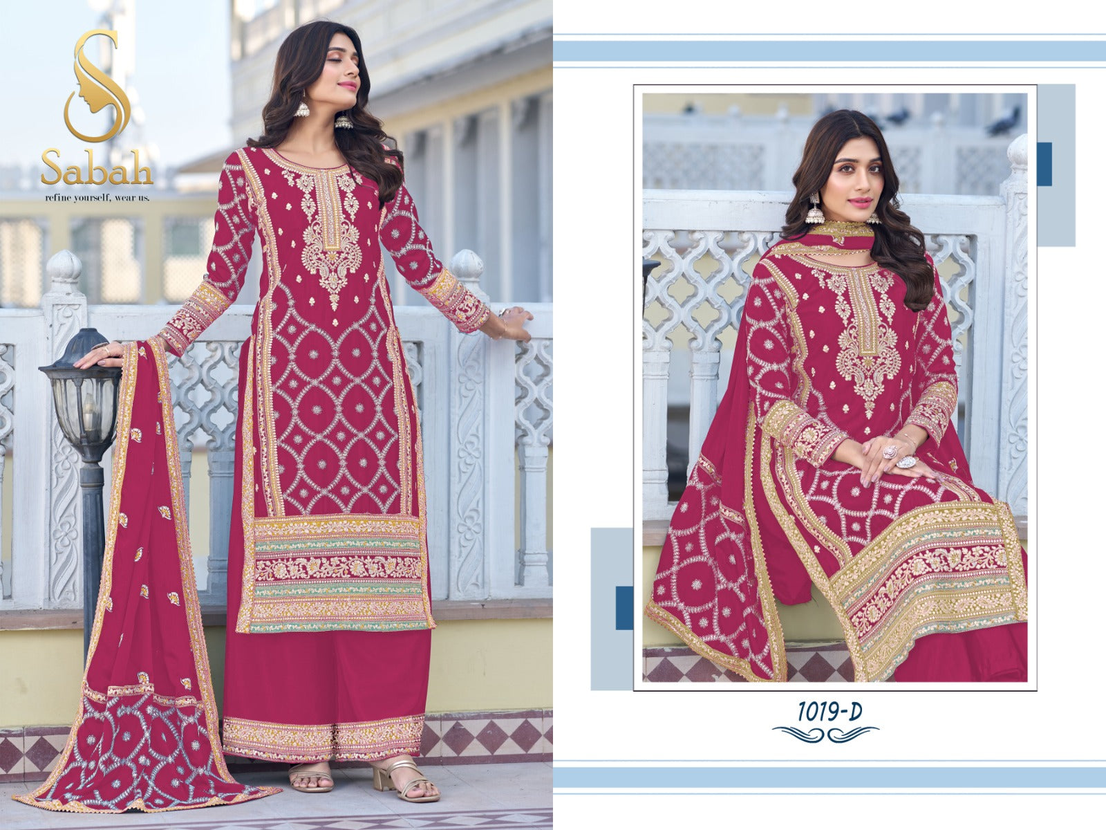 Guzaarish Sabah Chinon Silk Plazzo Style Suits