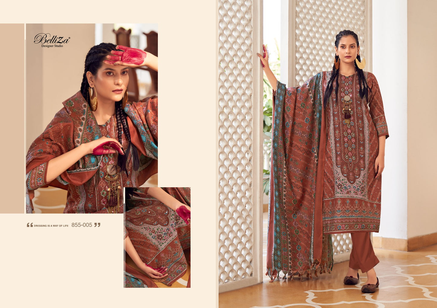 Haifa Belliza Designer Studio Wool Karachi Pashmina Salwar Suits