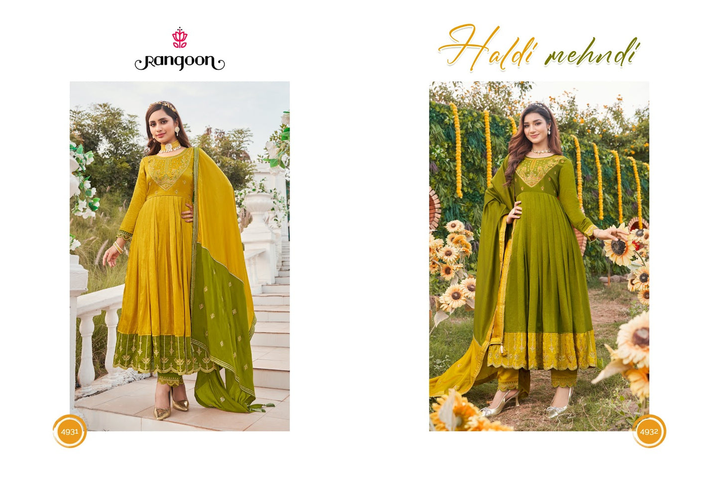 Haldi Mehndi Rangoon Silk Readymade Pant Style Suits
