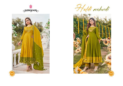 Haldi Mehndi Rangoon Silk Readymade Pant Style Suits