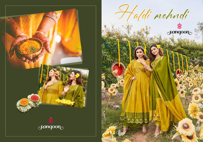 Haldi Mehndi Rangoon Silk Readymade Pant Style Suits