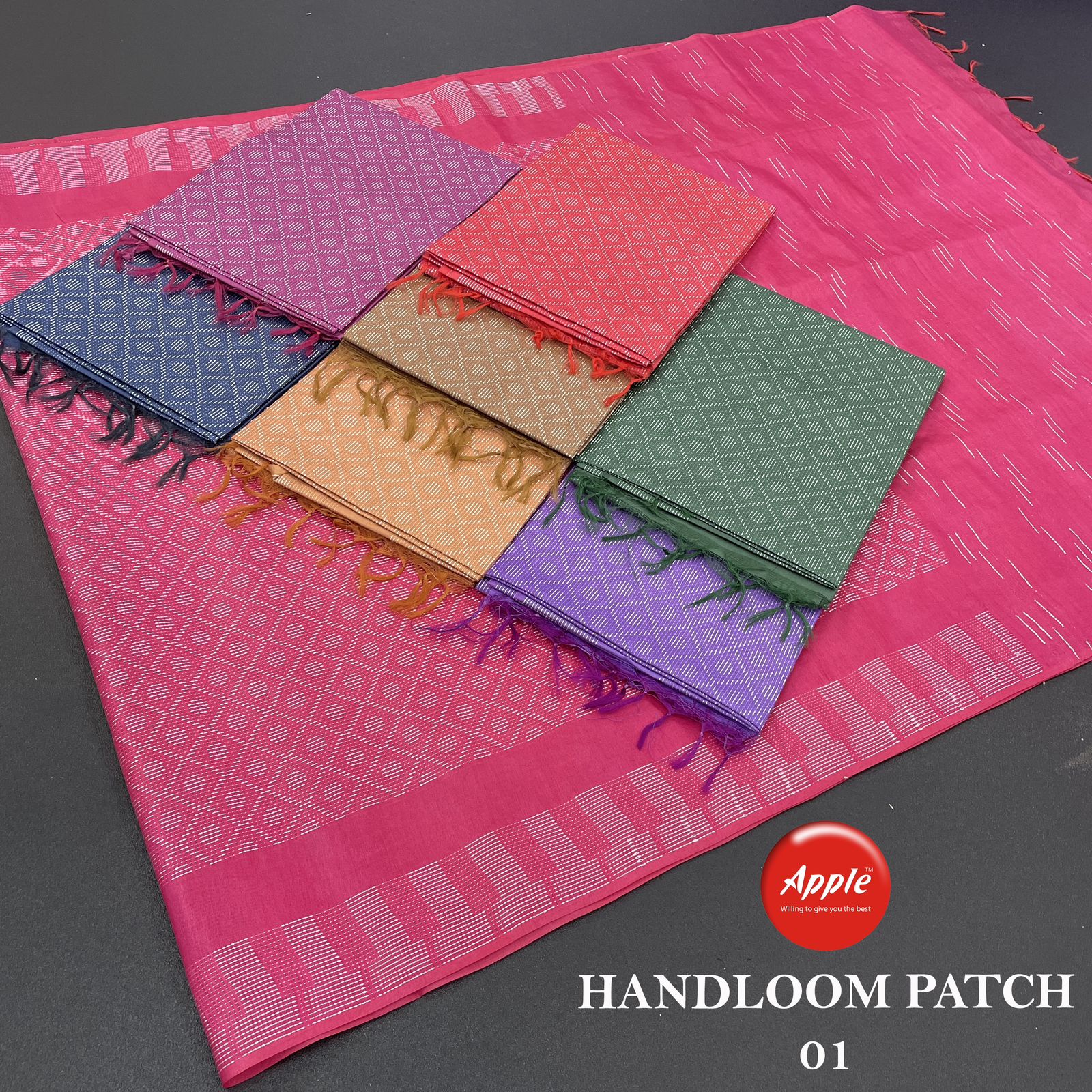 Handloom Patch-1-3-4 Apple Sarees