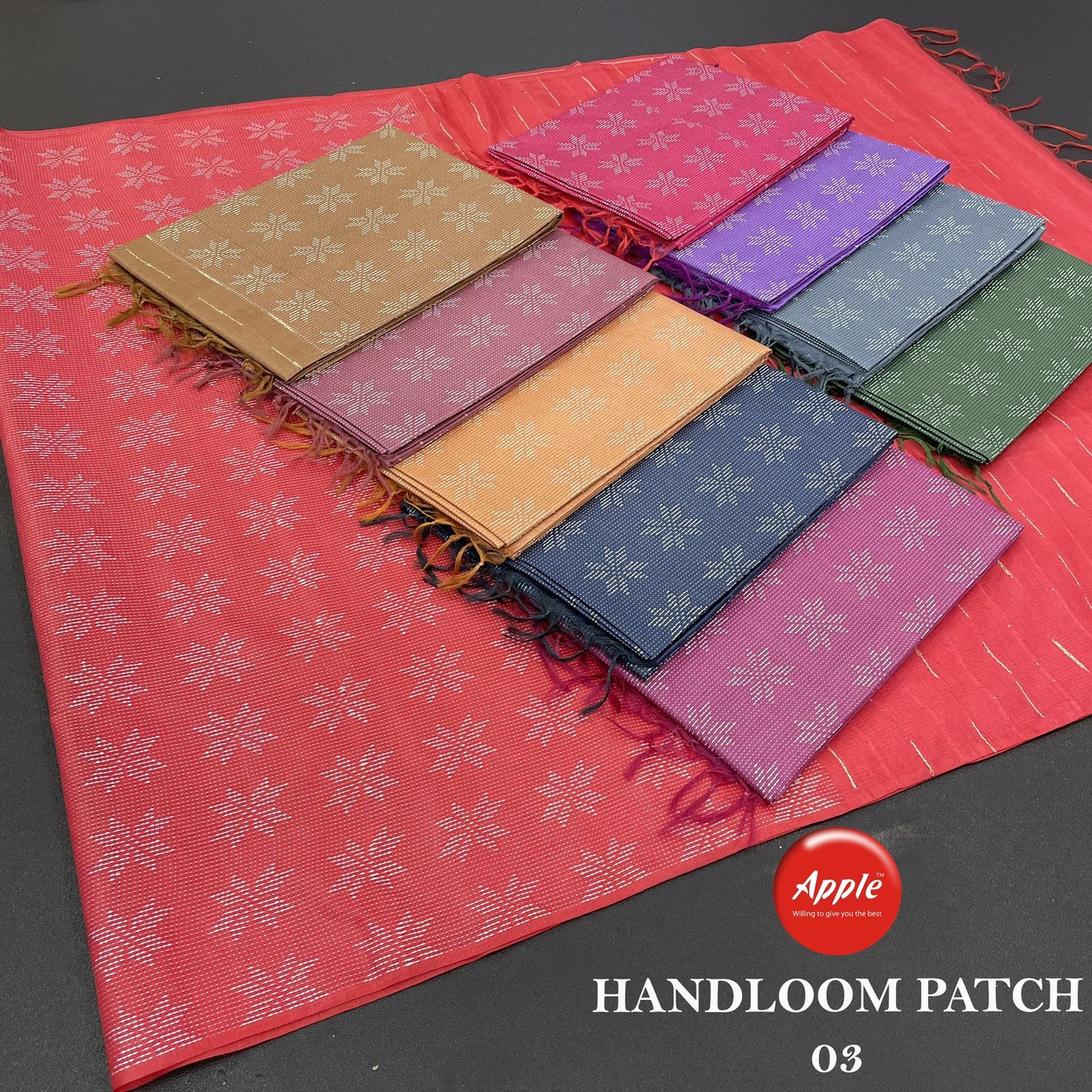 Handloom Patch-1-3-4 Apple Sarees