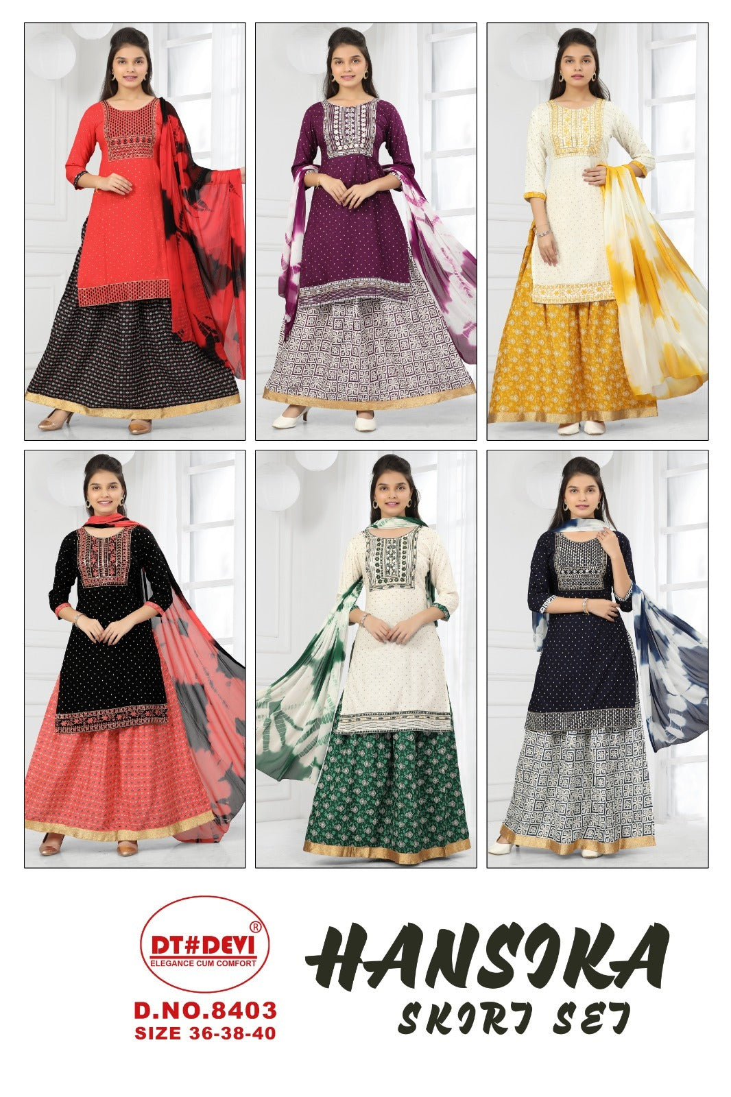 Hansika Dt Devi Rayon Girls Readymade Skirt Style Suits