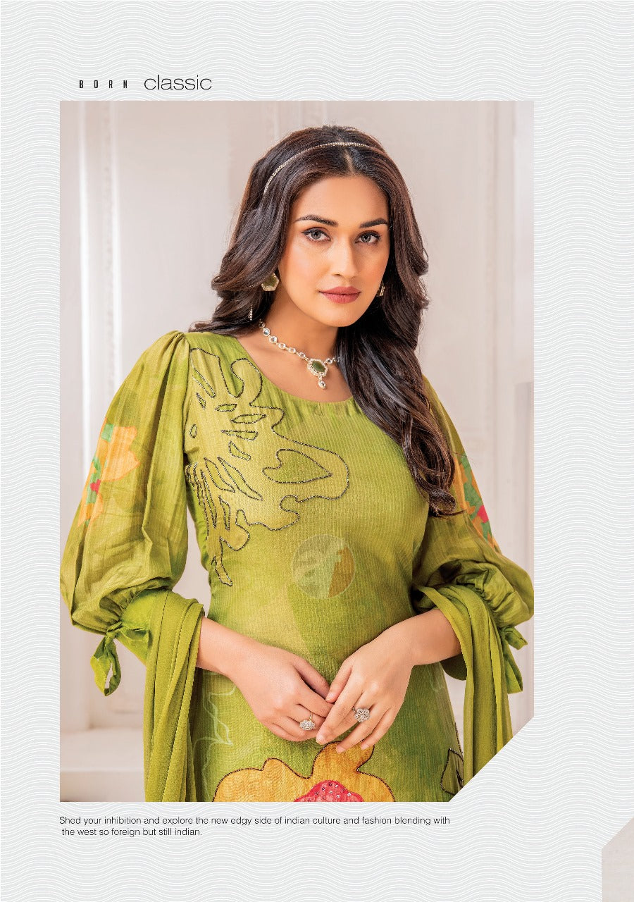 Happy Shades Af Natural Crepe Afghani Readymade Suit