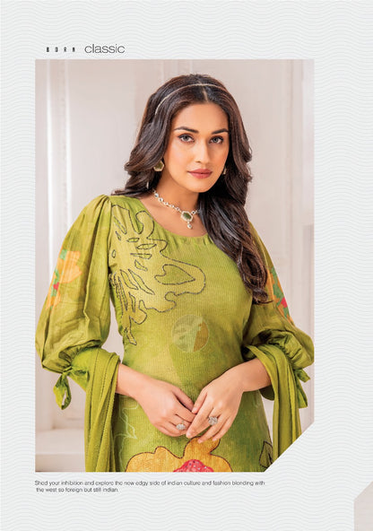 Happy Shades Af Natural Crepe Afghani Readymade Suit