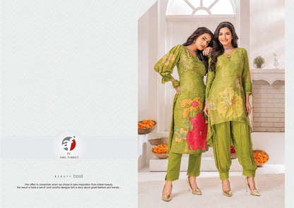 Happy Shades Af Natural Crepe Afghani Readymade Suit