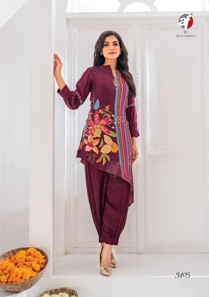 Happy Shades Af Natural Crepe Afghani Readymade Suit