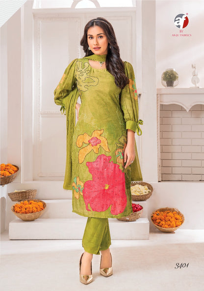 Happy Shades Af Natural Crepe Afghani Readymade Suit