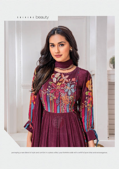 Happy Shades Af Natural Crepe Afghani Readymade Suit