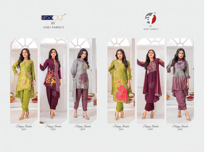 Happy Shades Af Natural Crepe Afghani Readymade Suit