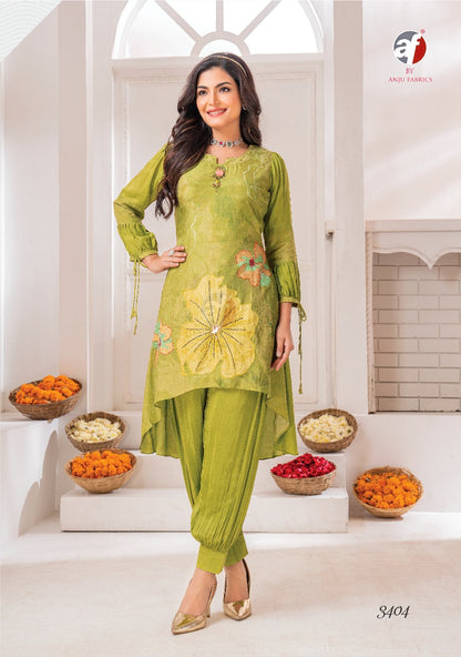 Happy Shades Af Natural Crepe Afghani Readymade Suit