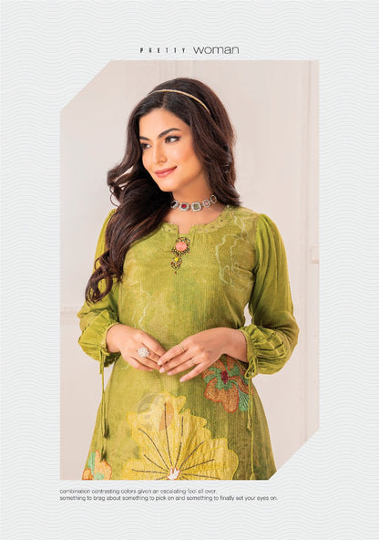 Happy Shades Af Natural Crepe Afghani Readymade Suit