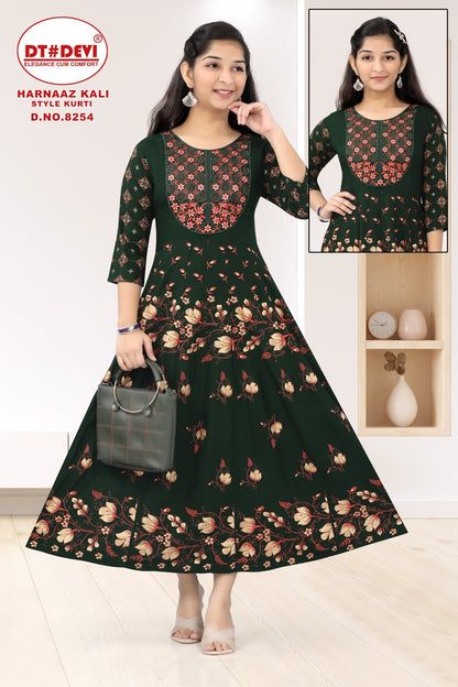 Harnaaz -8254 Dt Devi Rayon Girls Anarkali Kurti