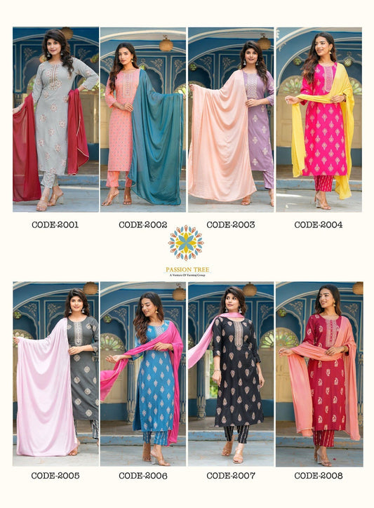 Harvi Vol 2 Passion Tree Rayon Readymade Pant Style Suits