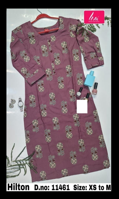Hilton Zoya Rayon Knee Length Kurtis