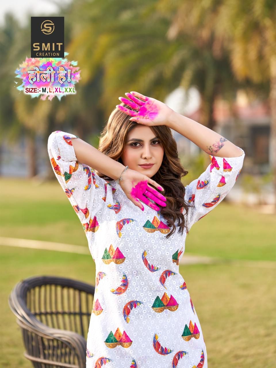 Holi Hai Smit Creation Cotton Knee Length Kurtis